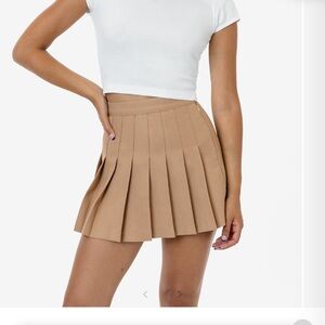 Women’s Pleated Mini Tennis Skirt Los Angeles Aparel 2X XXL Tan Khaki Brown
